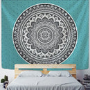 Teal black & white bohemian mandala wall hanging bedroom decor by Decorbites