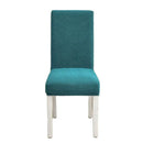 Teal blue quilted chair cover stretch elastic dining room protector by Decorbites