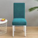 Teal blue quilted chair cover stretch elastic dining room protector by Decorbites