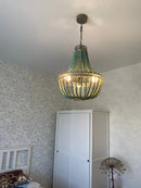 GobekUsa Blue Wood Beads Ceiling Chandelier Pendant Lamps