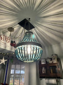 GobekUsa Blue Wood Beads Ceiling Chandelier Pendant Lamps
