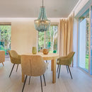 GobekUsa Blue Wood Beads Ceiling Chandelier Pendant Lamps