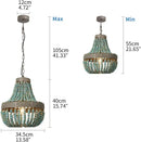 GobekUsa Blue Wood Beads Ceiling Chandelier Pendant Lamps