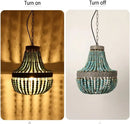 GobekUsa Blue Wood Beads Ceiling Chandelier Pendant Lamps