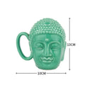 GobekUsa Buddha Sculpture Ceramic Coffee Cup with Covered Handle - Character Portrait Mug