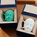 GobekUsa Buddha Sculpture Ceramic Coffee Cup with Covered Handle - Character Portrait Mug