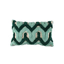 Teal & dark green geometric embroidery tassel cushion case living room by Decorbites