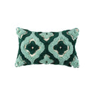 Teal & dark green geometric embroidery tassel cushion case living room by Decorbites