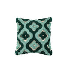Teal & dark green geometric embroidery tassel cushion case living room by Decorbites