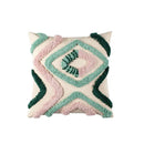 Teal & dark green geometric embroidery tassel cushion case living room by Decorbites