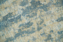 Teal, Gold and Ivory Modern Abstract 5x8 Hand loom wool and Viscose Area Rug