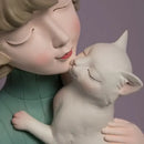 GobekUsa Bowknot Cat Girl Statue: Cute Home Decor for Living Room, Bedroom, Desktop