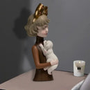 GobekUsa Bowknot Cat Girl Statue: Cute Home Decor for Living Room, Bedroom, Desktop