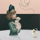 GobekUsa Bowknot Cat Girl Statue: Cute Home Decor for Living Room, Bedroom, Desktop