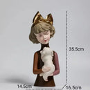 GobekUsa Bowknot Cat Girl Statue: Cute Home Decor for Living Room, Bedroom, Desktop