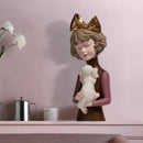 GobekUsa Bowknot Cat Girl Statue: Cute Home Decor for Living Room, Bedroom, Desktop