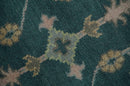 Wool Area Rug Hand Knotted in Teal Gray and Beige - Traditional Oushak Design Style