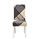 Teal & gray geometric stretch chair cover dining room slipcover by Decorbites