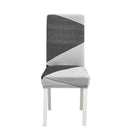 Teal & gray geometric stretch chair cover dining room slipcover by Decorbites