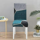 Teal & gray geometric stretch chair cover dining room slipcover by Decorbites