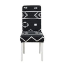 Teal & gray geometric stretch chair cover dining room slipcover by Decorbites