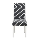 Teal & gray geometric stretch chair cover dining room slipcover by Decorbites
