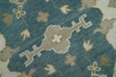 Teal, Ivory and Olive 6x9 Hand Knotted Oriental Oushak wool area rug by The Rug Decor