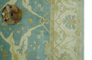 Teal, Olive and Beige Hand Knotted 8x10 Traditional Oriental Oushak wool area rug by The Rug Decor