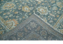 Teal, Olive and Silver Antique Style Hand knotted 8x10 Oushak wool Area Rug