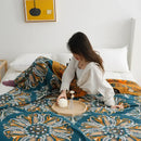 GobekUsa Geometric Cotton Gauze Summer Blanket – Stylish Home Textile for Adults