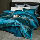 GobekUsa 1000TC Egyptian Cotton Satin Jacquard Patchwork Bedding Set - Full Queen King Size