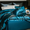GobekUsa 1000TC Egyptian Cotton Satin Jacquard Patchwork Bedding Set - Full Queen King Size