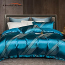 GobekUsa 1000TC Egyptian Cotton Satin Jacquard Patchwork Bedding Set - Full Queen King Size