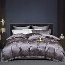 GobekUsa 1000TC Egyptian Cotton Satin Jacquard Patchwork Bedding Set - Full Queen King Size