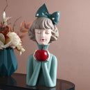 GobekUsa Bowknot Girl Resin Figurine | Home Room Decor & Wedding Gift