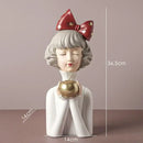 GobekUsa Bowknot Girl Resin Figurine | Home Room Decor & Wedding Gift