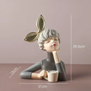 GobekUsa Bowknot Girl Resin Figurine | Home Room Decor & Wedding Gift