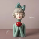 GobekUsa Bowknot Girl Resin Figurine | Home Room Decor & Wedding Gift