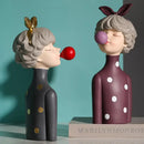 GobekUsa Bowknot Girl Resin Figurine | Home Room Decor & Wedding Gift