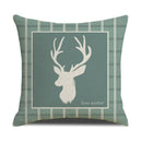 Teal & white deer grid line pillowcase set living room cushion cover by Decorbites