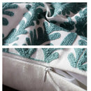 Teal & white geometric embroidered cushion cover living room decor by Decorbites