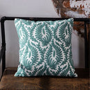 Teal & white geometric embroidered cushion cover living room decor by Decorbites