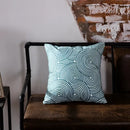 Teal & white geometric embroidered cushion cover living room decor by Decorbites