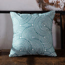 Teal & white geometric embroidered cushion cover living room decor by Decorbites