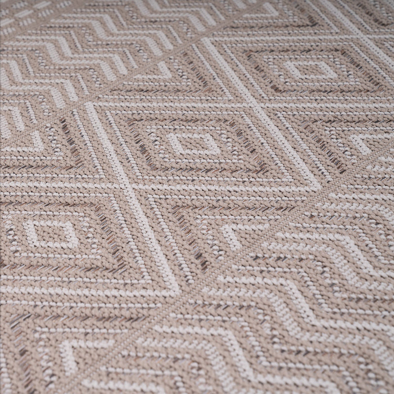 Outdoor Rug Vermont Stain-Resistant with Boho Pattern in Beige