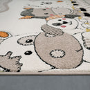 Kids Rug with Charming Farm Animals Patchwork in Beige Cream