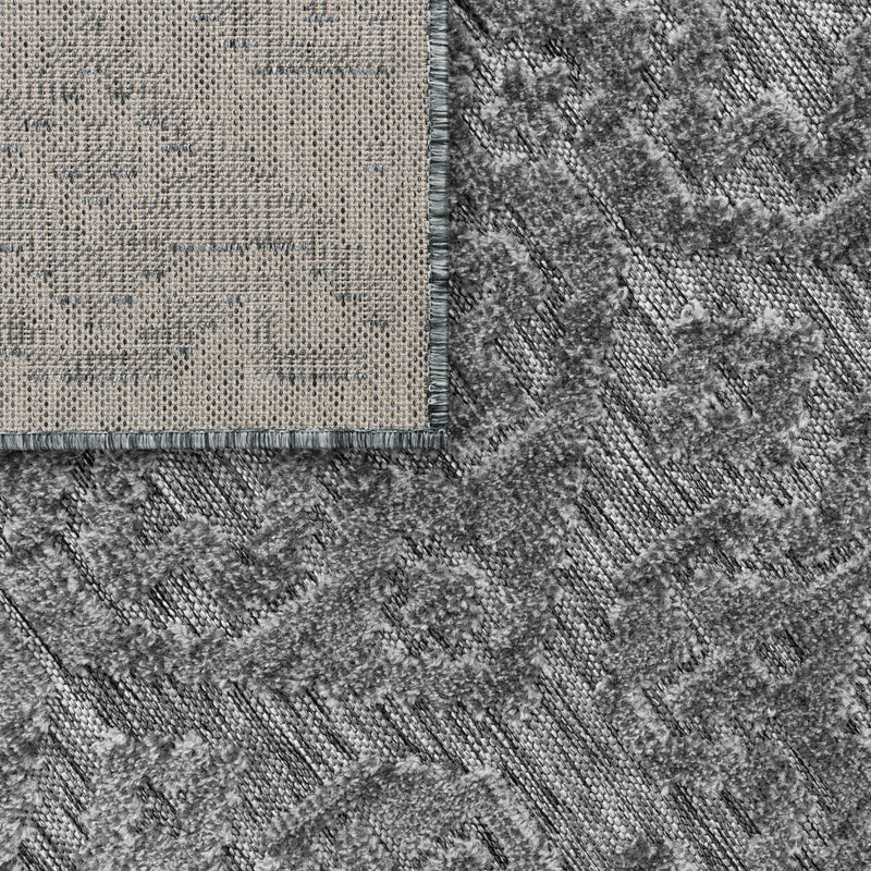 In- & Outdoor Rug Marrakesh High-Low Diamond Effect Pattern Anthracite