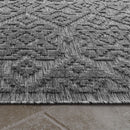 In- & Outdoor Rug Marrakesh High-Low Diamond Effect Pattern Anthracite