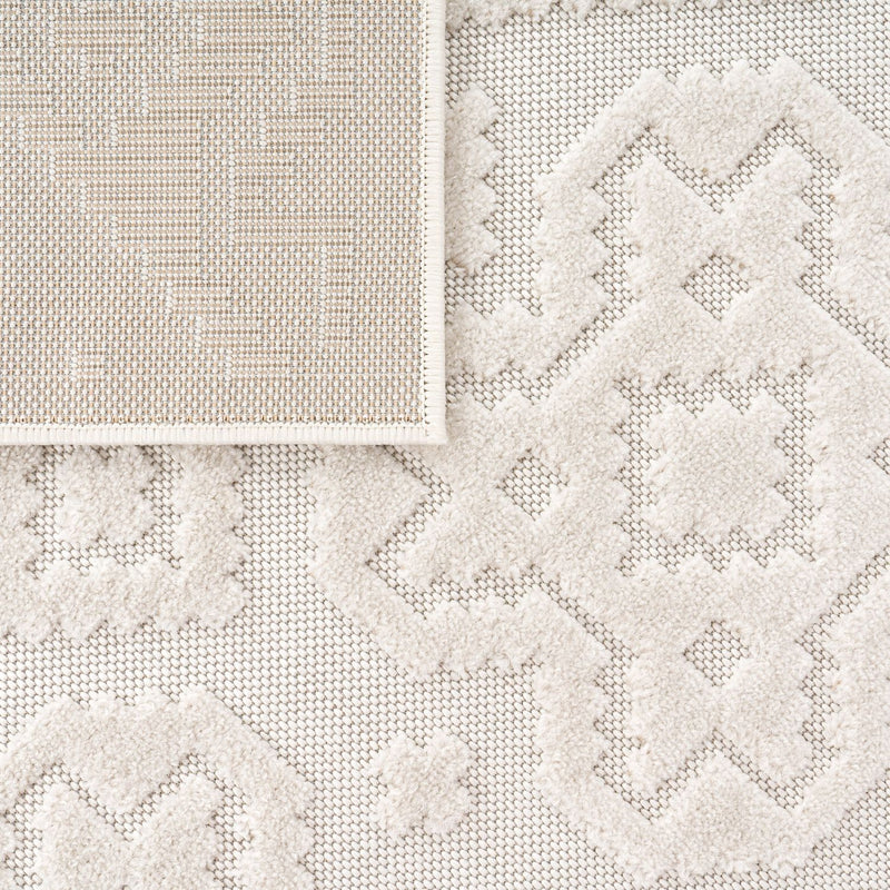 In- & Outdoor Rug Marrakesh High-Low Diamond Effect Pattern Cream