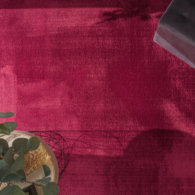 Soft Area Rug with Anti-Slip Backing Washable - Red